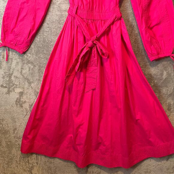 J. Crew Tie-waist V-neck dress Sweet Fuchsia Size XXS A-line Modern Chic New‎ - Picture 3 of 9
